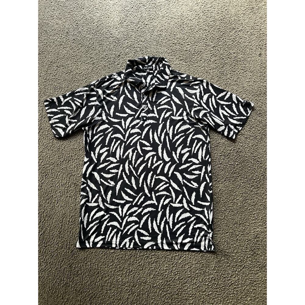 Bad Birdie Shirt Men's Black White Abstract Polo Golf Size L Birds Of A Feather